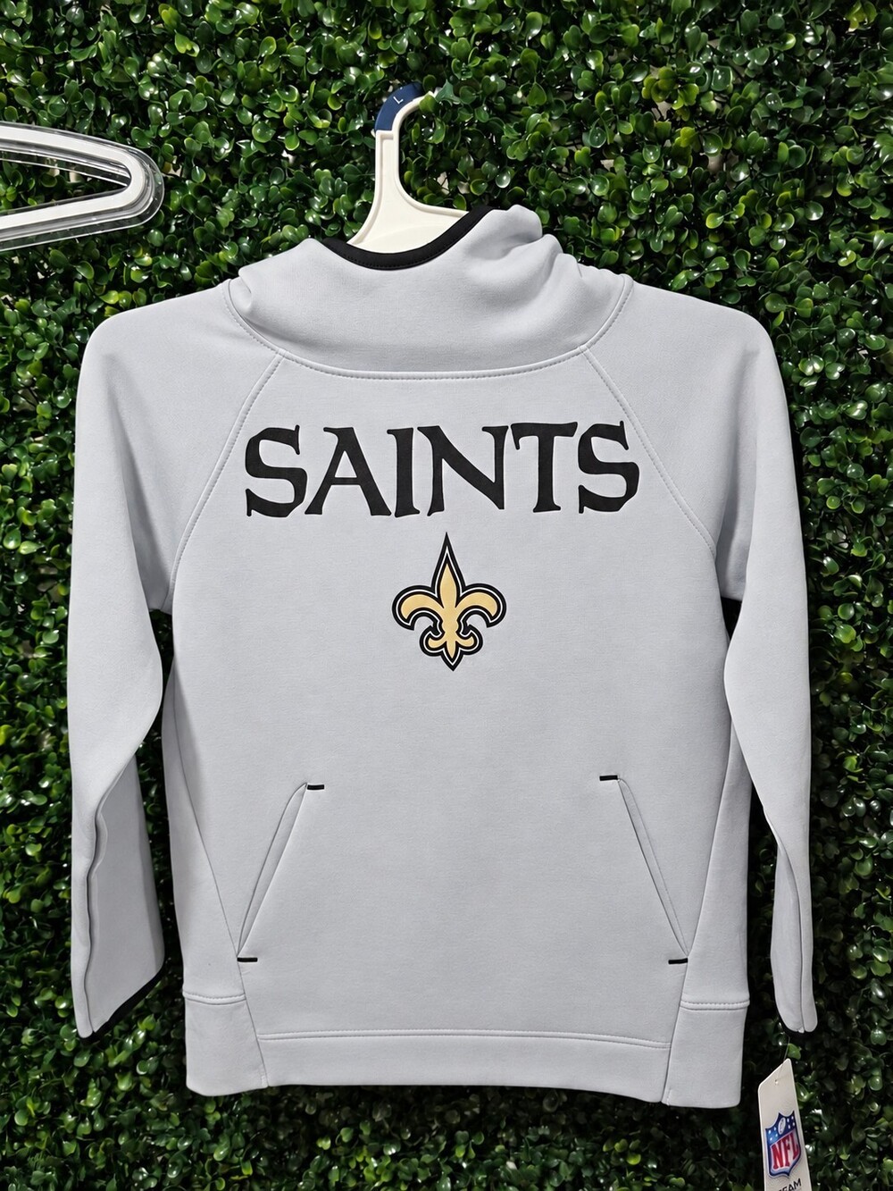NFL Team Apparel New Orleans Saints Youth S Gray Pullover Fleece Hoodie Pockets